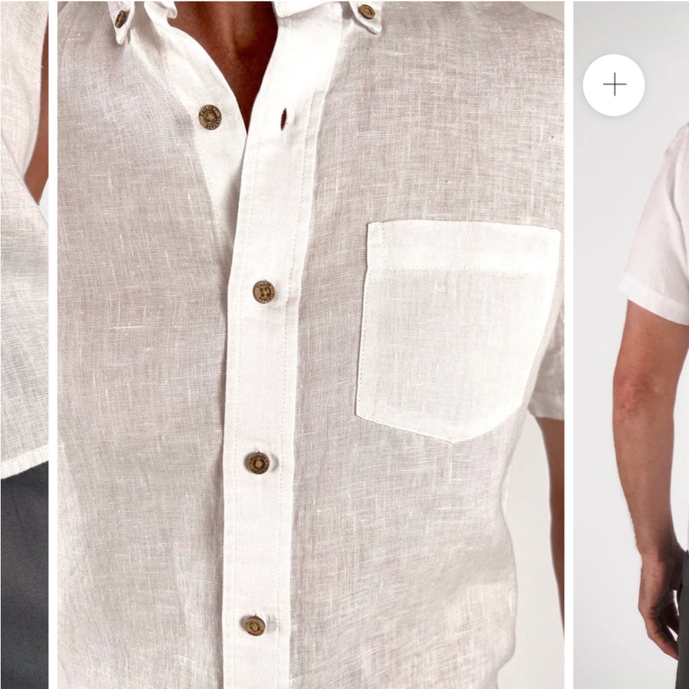 Tailor Vintage Linen coastal boho resortwear Button down short sleeved shirt - Picture 4 of 11